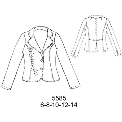 Molde de Blazer corto de niña corte princesa | 5585 Molde de Blazer corto de niña corte princesa | 5585