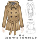 Molde de Blazer con gorro, cruzado grande, corte princesa, largo 65 cms | 5714 Molde de Blazer con gorro, cruzado grande, corte princesa, largo 65 cms | 5714