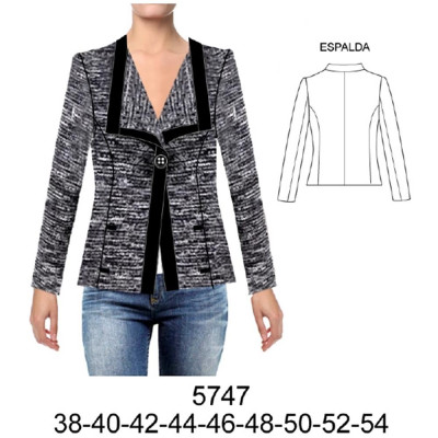 Molde de Chaqueta corta acolchada corte chanell | 5747