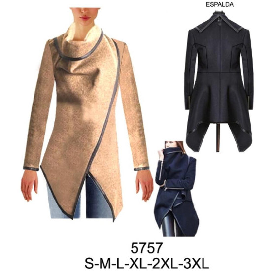 Molde de Chaquetón cuello cruzado cierre en manga, contorno envivado | 5757
