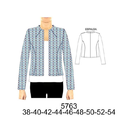 Molde de Chaqueta corte princesa con cuello tipo mao | 5763 Molde de Chaqueta corte princesa con cuello tipo mao | 5763