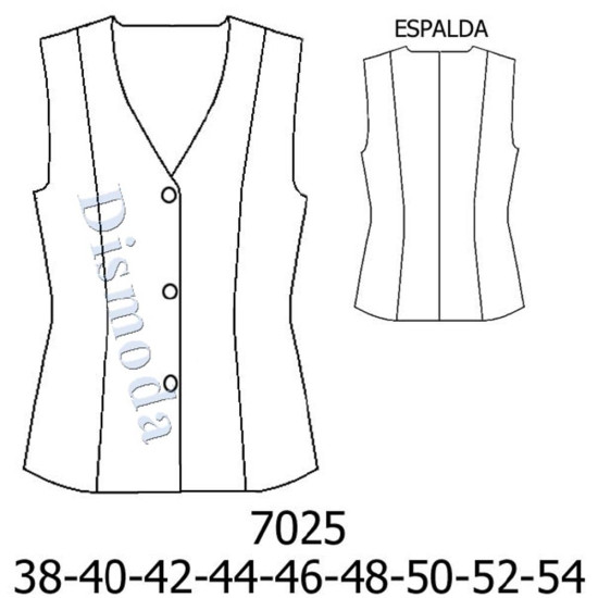 Molde de Chaleco de uniforme | 7025 Molde de Chaleco de uniforme | 7025