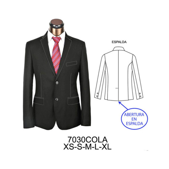 Molde de Chaqueta de traje juvenil entallado solapa 2 botones pequeña, abertura en espalda | 7030cola Molde de Chaqueta de traje juvenil entallado solapa 2 botones pequeña, abertura en espalda | 7030cola