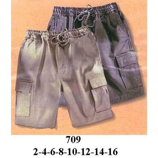 Molde de Short tipo cargo con pretina elasticada, bolsillos laterales con vivo y bolsillos de fuelle con tapa en los costados | 709