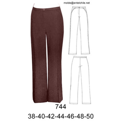 Molde de Pantalón a la cintura, corte lateral | 744 Molde de Pantalón a la cintura, corte lateral | 744
