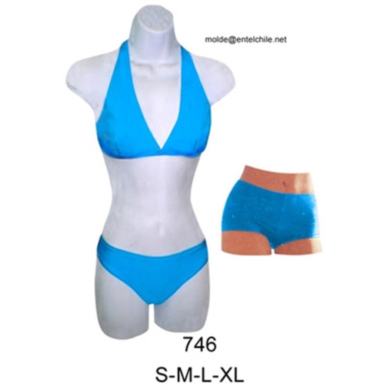 Molde de Bikini 3 piezas a la cadera con hotpants | 746