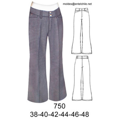 Molde de Pantalón a la cadera | 750 Molde de Pantalón a la cadera | 750