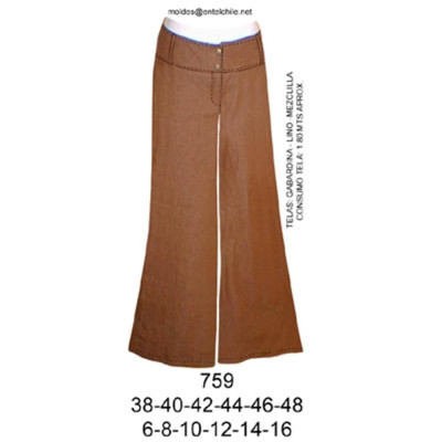 Molde de Pantalón a la cadera pretina ancha | 759