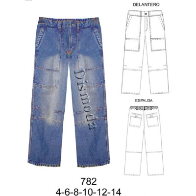 Molde de Jeans niño corte y pinza en la rodilla, elasticado en espalda | 782