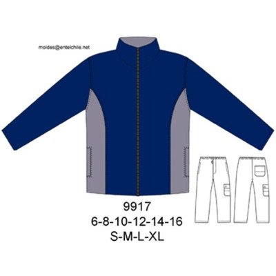 Molde de Conjunto deportivo con corte lateral, cuello y cierre | 9917 Molde de Conjunto deportivo con corte lateral, cuello y cierre | 9917