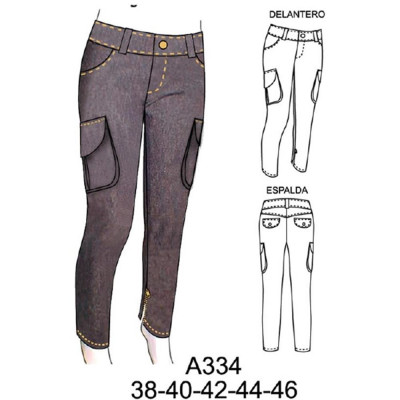 Molde de Pantalón pitillo con bolsillo en costado | A334 Molde de Pantalón pitillo con bolsillo en costado | A334
