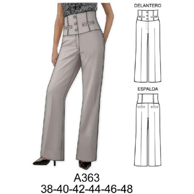 Molde de Pantalón tiro alto recto | A363