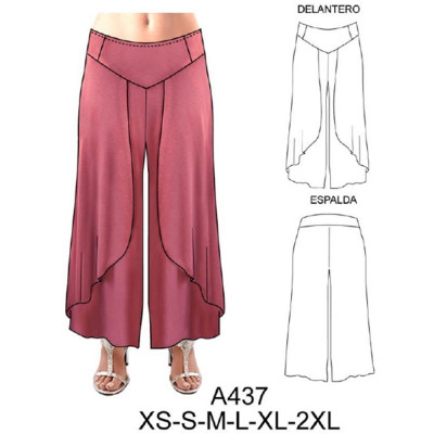 Molde de Pantalón cruzado con capa en delantero | A437 Molde de Pantalón cruzado con capa en delantero | A437