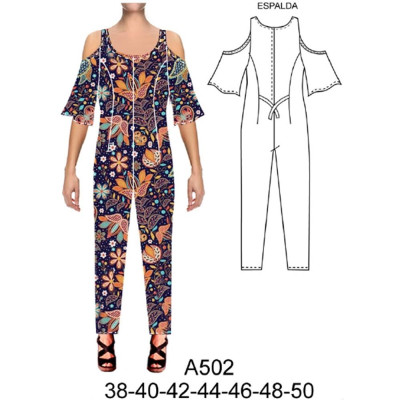Molde de Jumpsuit ajustado corte princesa, hombro descubierto | A502