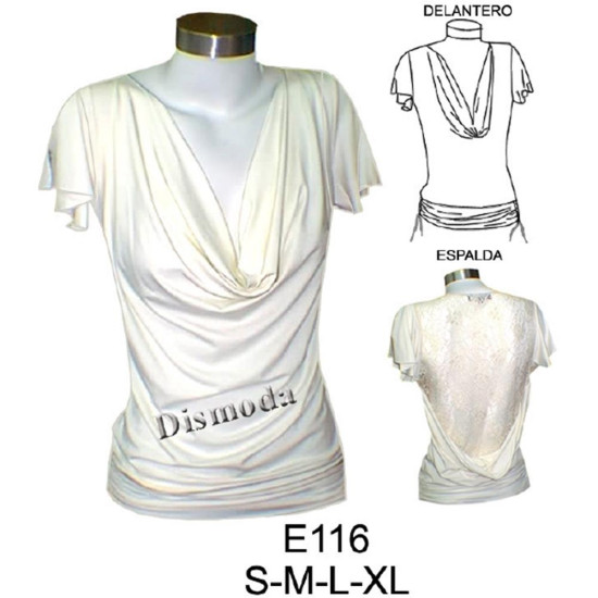 Molde de Camiseta drapeada con amarra en costado | E116 Molde de Camiseta drapeada con amarra en costado | E116