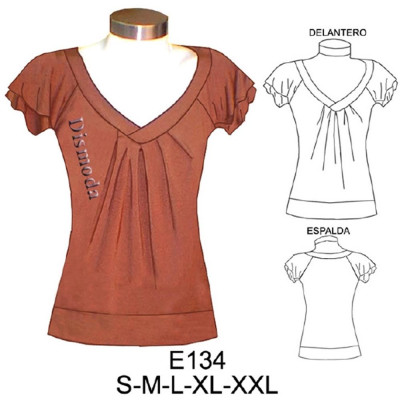 Molde de Camiseta raglan con pinza en delantero | E134 Molde de Camiseta raglan con pinza en delantero | E134