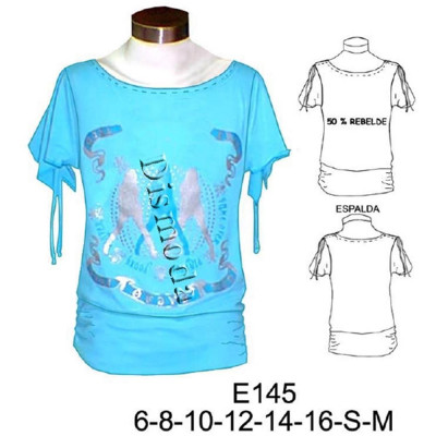Molde de Camiseta con abertura en mangas | E145 Molde de Camiseta con abertura en mangas | E145