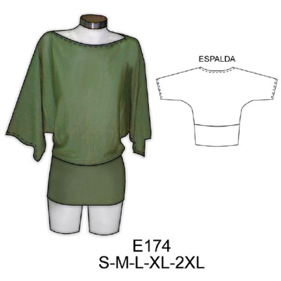 Molde de Camiseta manga kimono | E174 Molde de Camiseta manga kimono | E174