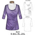 Molde de Camiseta corte bajo busto con plisado lateral manga ¾ | E21