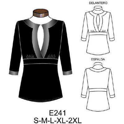 Molde de Camiseta manga ¾, cuello en satín | E241 Molde de Camiseta manga ¾, cuello en satín | E241