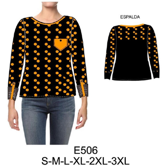 Molde de Pañuelo cuello redondo, con puño con traba, estilo recto | E506