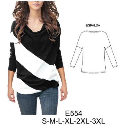 Molde de Sudadera kimono con corte escote drapeado | E554