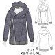 Molde de Sudadera con cierre, cuello globo | X141 Molde de Sudadera con cierre, cuello globo | X141