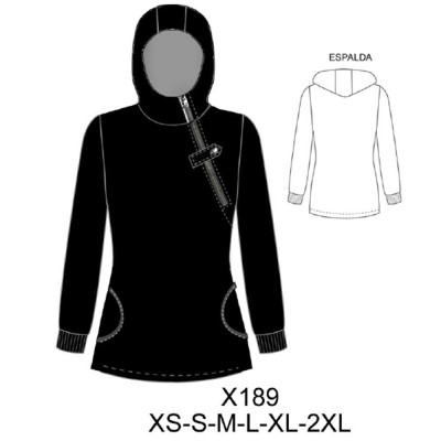 Molde de Sudadera cierre diagonal | X189 Molde de Sudadera cierre diagonal | X189