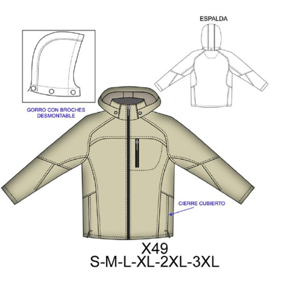 Molde de Chaqueta softshell | X49 Molde de Chaqueta softshell | X49