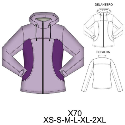 Molde de Chaqueta mujer softshell con cuello y gorro | X70 Molde de Chaqueta mujer softshell con cuello y gorro | X70