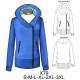 Molde de Sudadera juvenil con gorro escotado y cierre lateral | X79