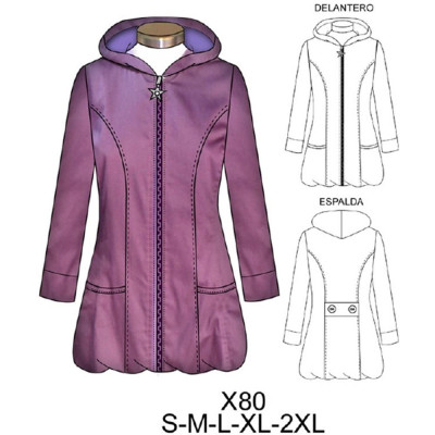 Molde de Chaqueta globo corte princesa (largo ref | X80