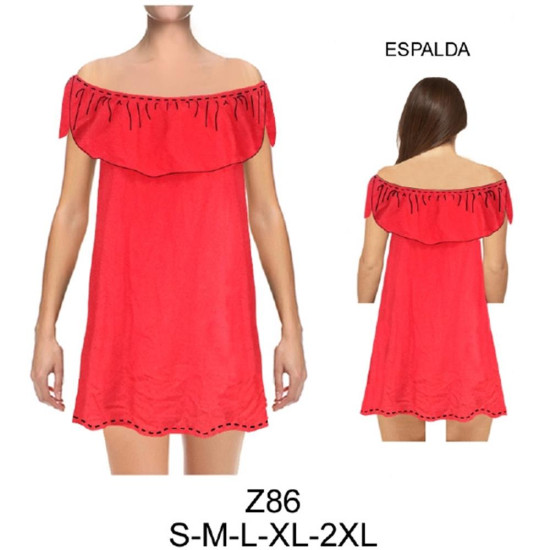 Molde de Vestido holgado sin hombros, con elástico en escote | Z86