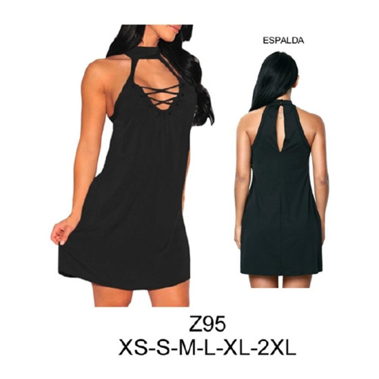 Molde de Vestido con cuello y tirantes semi evase | Z95