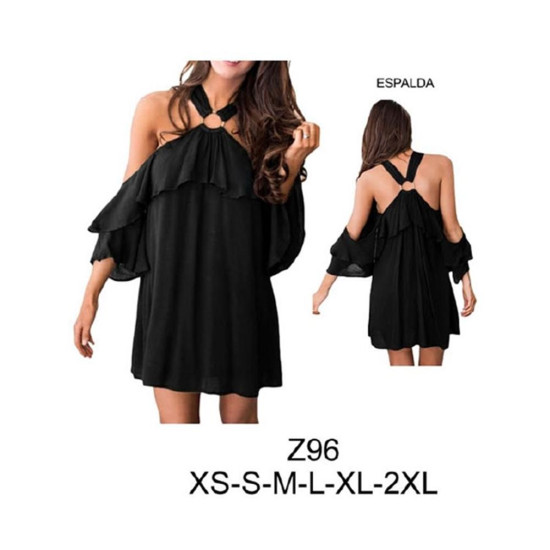 Molde de Vestido sin hombro con vuelos en manga y escote, ruedo semi evase | Z96 Molde de Vestido sin hombro con vuelos en manga y escote, ruedo semi evase | Z96
