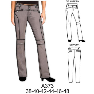 Molde de Pantalón con cortes en delantero | A373 Molde de Pantalón con cortes en delantero | A373