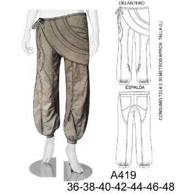 Molde de Pantalón bombacho con capa | A419