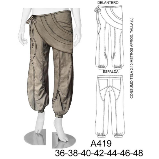 Molde de Pantalón bombacho con capa | A419
