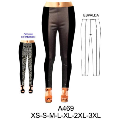 Molde de Leggins tiro a la cintura con cortes, pretina integrada elástico interior | A469 Molde de Leggins tiro a la cintura con cortes, pretina integrada elástico interior | A469