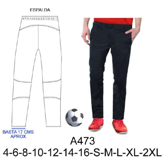 Molde de Pantalón deportivo pitillo, corte en espalda | A473