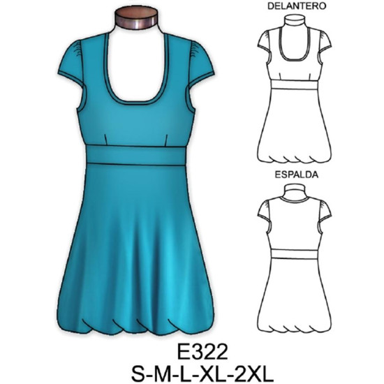 Molde de Vestido globo manga pestaña | E322