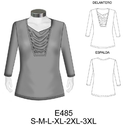 Molde de Camiseta con drapeado en escote | E485