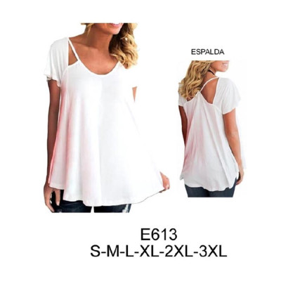 Molde de Camiseta ruedo evase, con abertura en escote, manga tipo ángel | E613 Molde de Camiseta ruedo evase, con abertura en escote, manga tipo ángel | E613