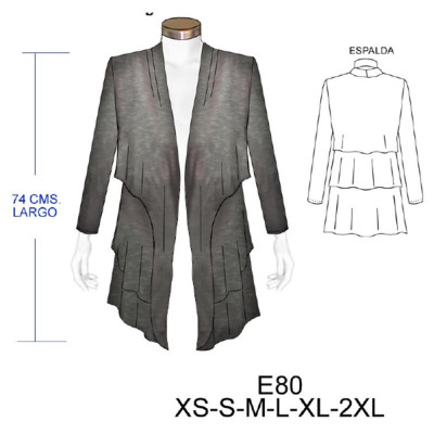 Molde de Abrigo 3 capas con cuello manga larga | E80 Molde de Abrigo 3 capas con cuello manga larga | E80