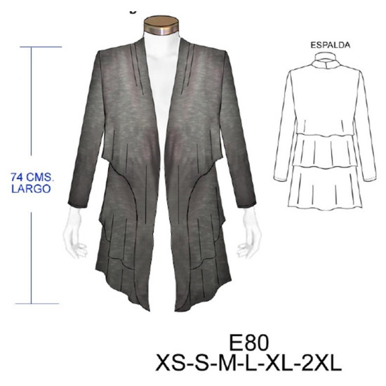 Molde de Abrigo 3 capas con cuello manga larga | E80 Molde de Abrigo 3 capas con cuello manga larga | E80