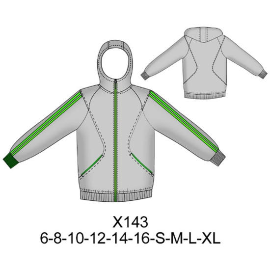 Molde de Sudadera con gorro | X143 Molde de Sudadera con gorro | X143