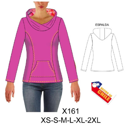 Molde de Sudadera ajustada con gorro cruzado grande | X161