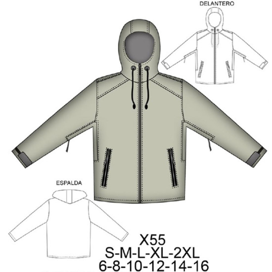 Molde de Chaqueta con gorro | X55