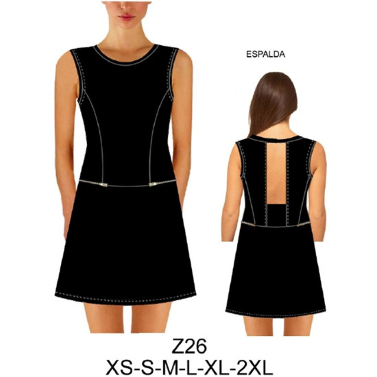 Molde de Vestido corte en cintura, espalda escotada, cierres laterales | Z26 Molde de Vestido corte en cintura, espalda escotada, cierres laterales | Z26
