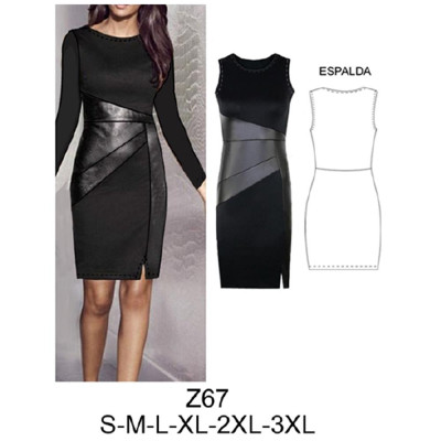 Molde de Vestido con cortes, aplicaciones en cuerina | Z67
